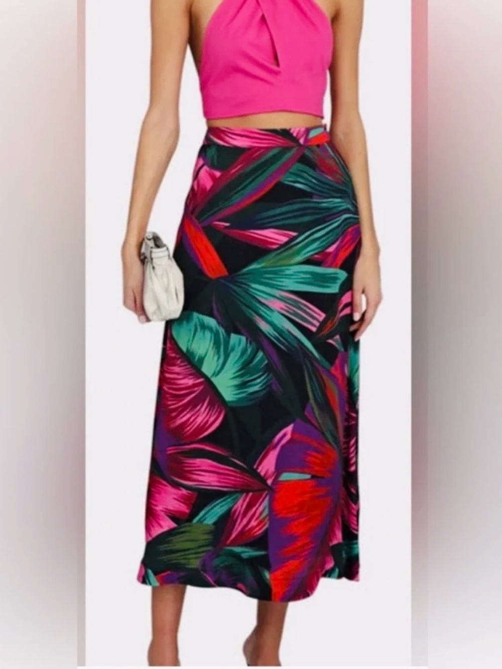 Farm Rio Midnight Leaves Midi Skirt